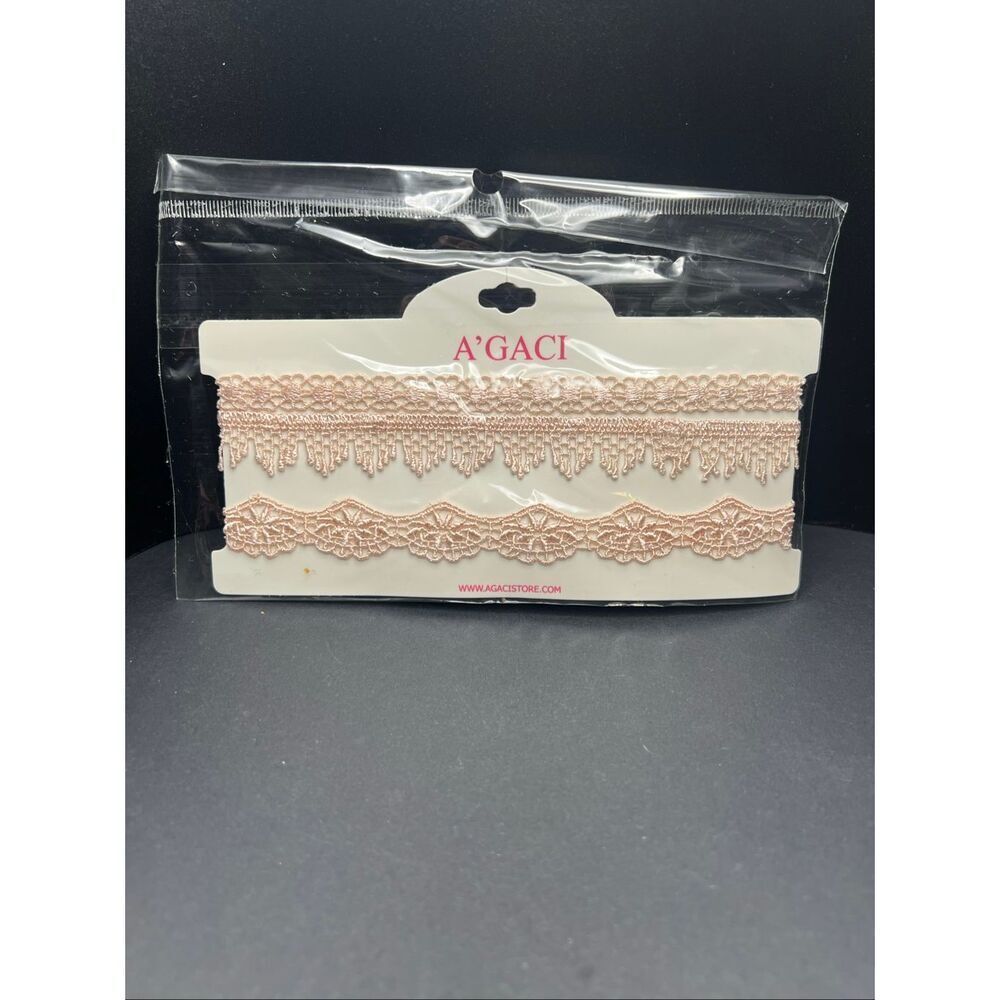 New A'GACI Light Pink Delicate Lace Choker 3 Piece Set